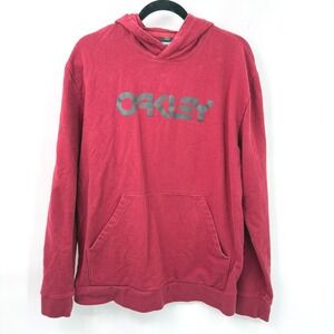 Oakley Logo Hoodie Mens 2XL Burgundy Red Pullover Gorpcore Streetwear